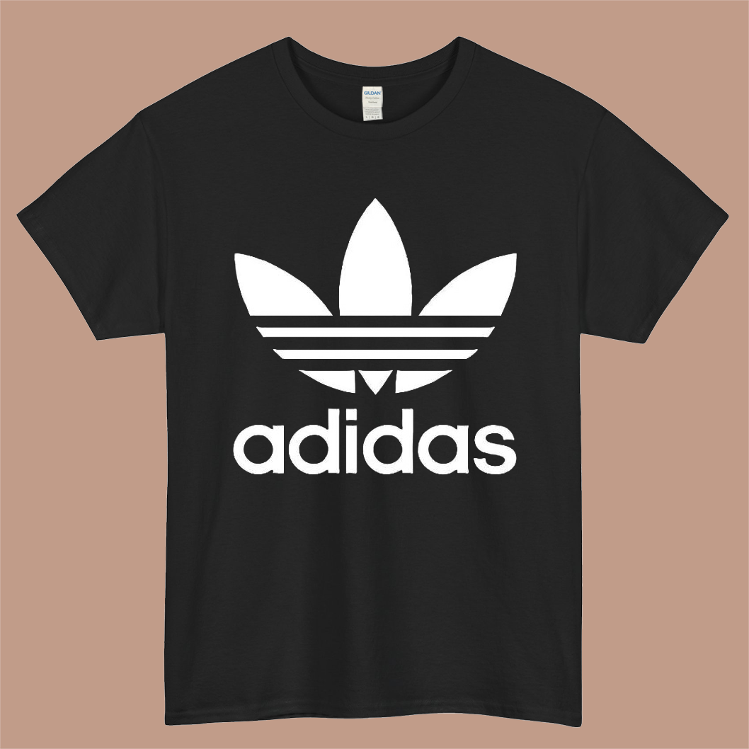 Adidas Logo Mens Unisex Short Sleeve Black T-Shirt Size S-3XL