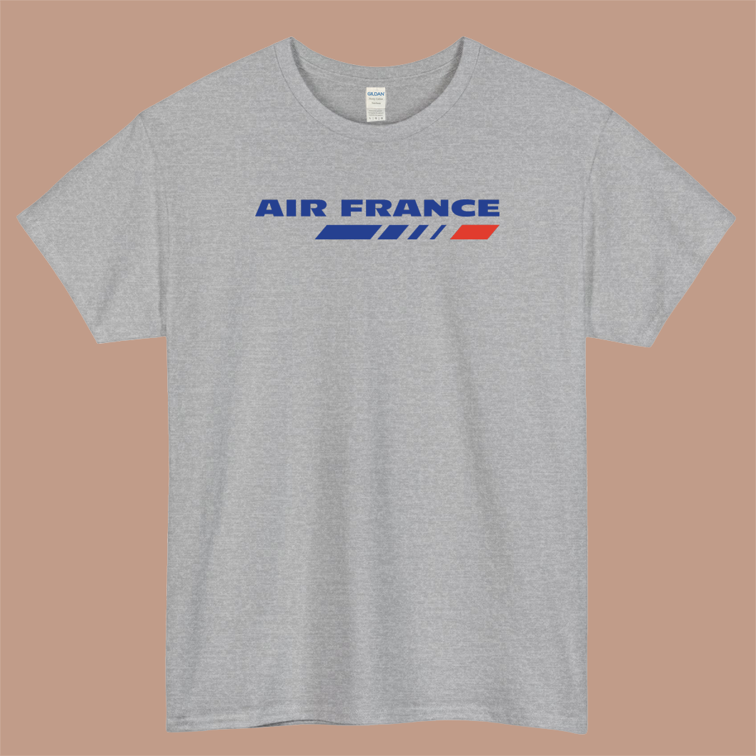 Air France Logo Mens Unisex Short Sleeve Gray T-Shirt Size S-3XL