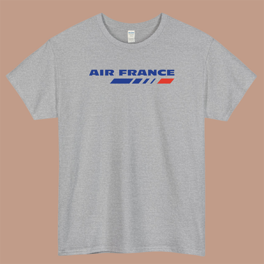Air France Logo Mens Unisex Short Sleeve Gray T-Shirt Size S-3XL