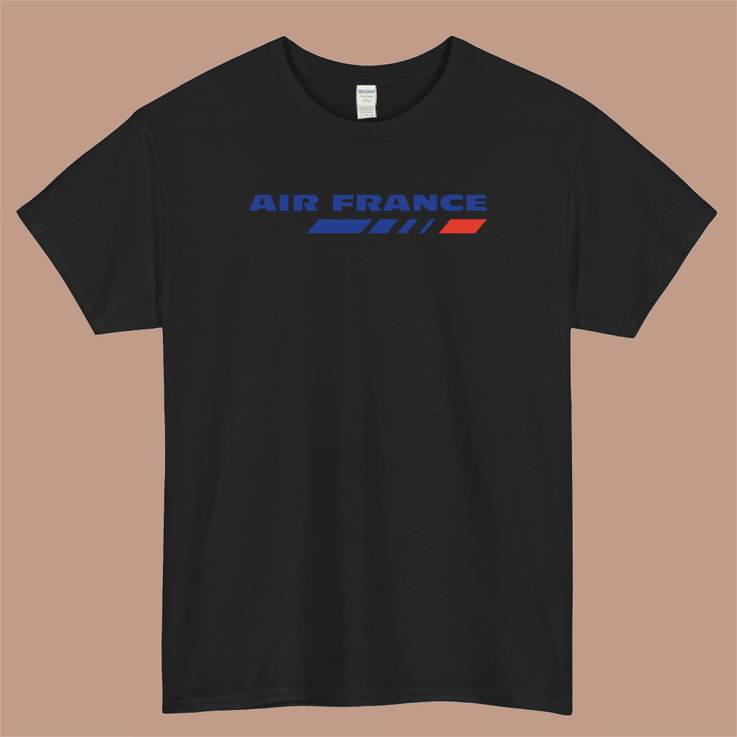 Air France Logo Mens Unisex Short Sleeve Black T-Shirt Size S-3XL