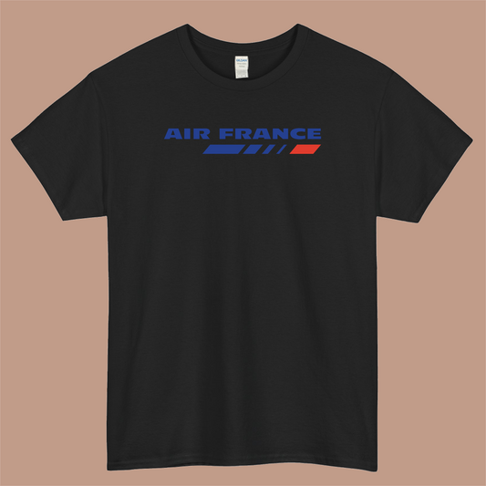 Air France Logo Mens Unisex Short Sleeve Black T-Shirt Size S-3XL