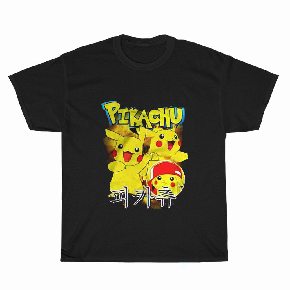 Anime Pikachu Pokemon Logo Unisex Men's T Shirt Size S to 3XL