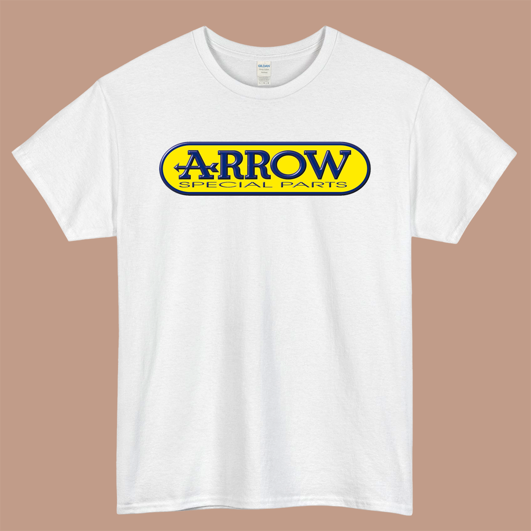 Arrow Motorcycles Exhausts Logo Mens Unisex Short Sleeve White T-Shirt Size S-3XL