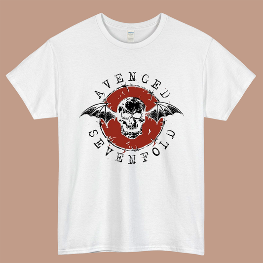Avenged Sevenfold Drawstring Logo Mens Unisex Short Sleeve White T-Shirt Size S-3XL
