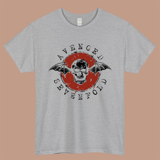 Avenged Sevenfold Drawstring Logo Mens Unisex Short Sleeve Gray T-Shirt Size S-3XL