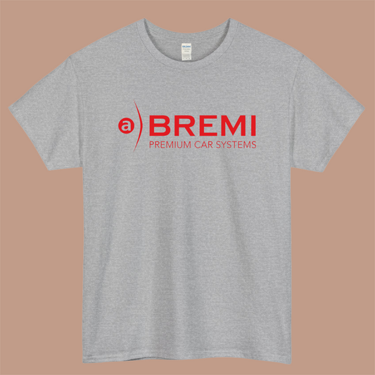 BREMI Premium Car Systems Logo Mens Unisex Short Sleeve Gray T-Shirt Size S-3XL