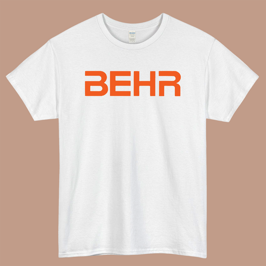 Behr America Logo Mens Unisex Short Sleeve White T-Shirt Size S-3XL