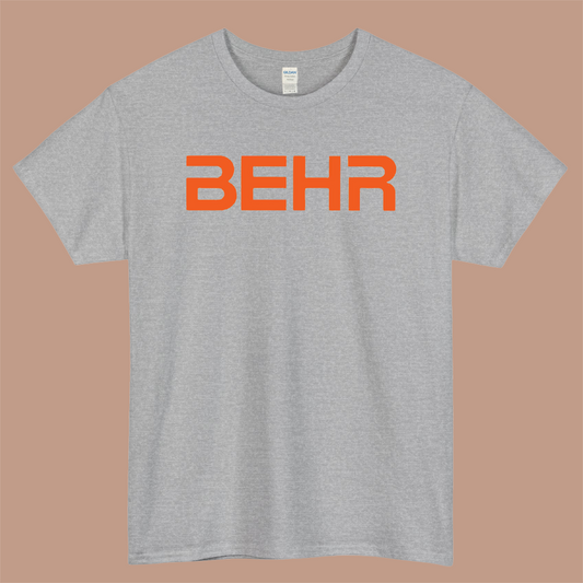 Behr America Logo Mens Unisex Short Sleeve Gray T-Shirt Size S-3XL