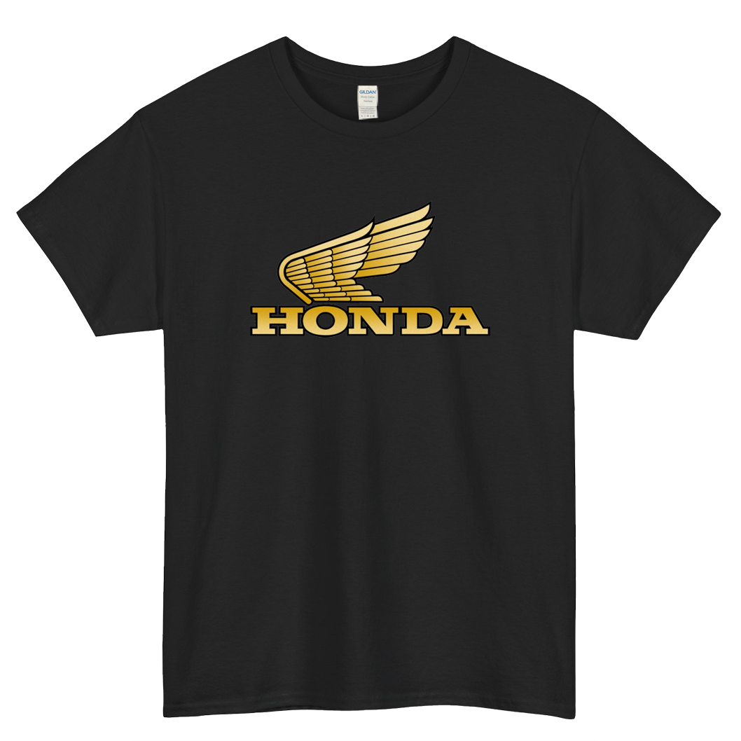 Big Gold Wing Honda Logo Mens Unisex Short Sleeve T-Shirt Size S-3XL - P