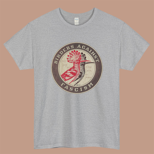Birders against fascism Logo Mens Unisex Short Sleeve Gray T-Shirt Size S-3XL