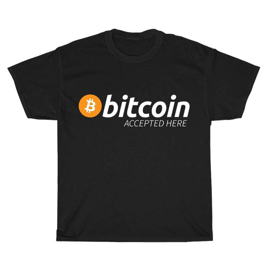 Bitcoin Accepted Here Logo Men's Unisex T Shirt Size S to 3XL