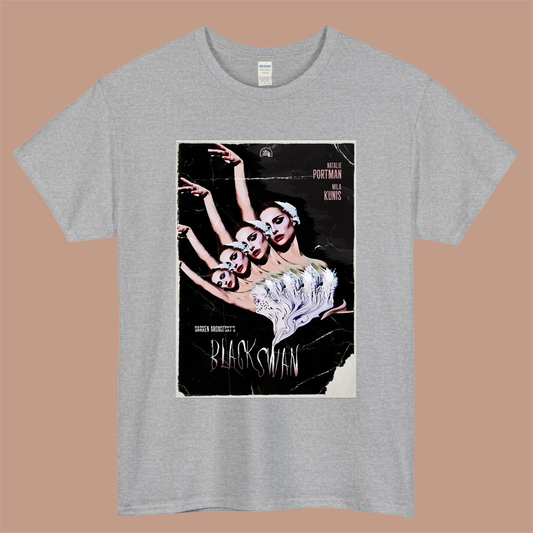 Black Swan Vintage Movie Poster Logo Mens Unisex Short Sleeve Gray T-Shirt Size S-3XL