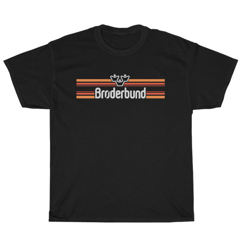 Broderbund Software Logo Mens Unisex Short Sleeve Black T-Shirt Size S-3XL