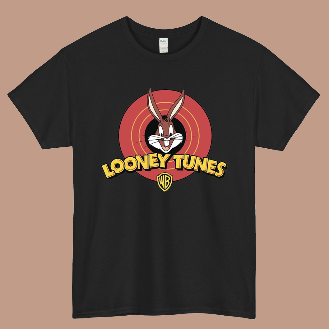 Bugs Bunny Daffy Duck Looney Tunes Logo Mens Unisex Short Sleeve Black T-Shirt Size S-3XL
