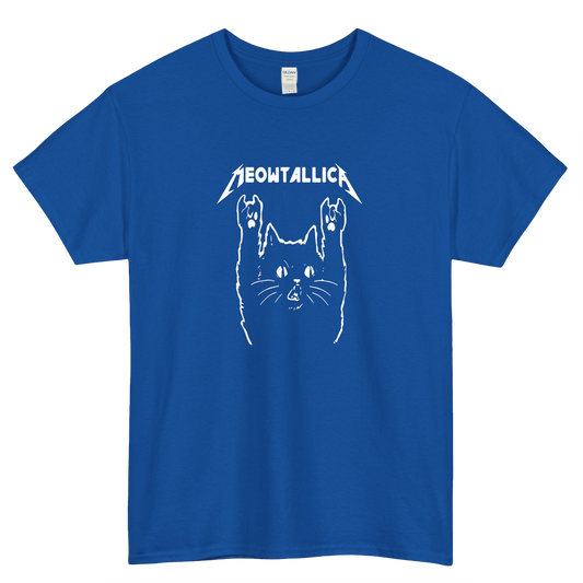 Cat Meowtallica Blue Black Navy Logo Mens Unisex Short Sleeve T-Shirt Size S-3XL -P