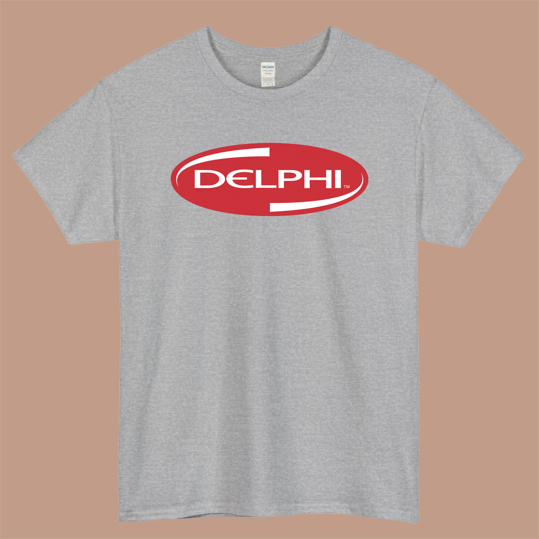 DELPHI Logo Mens Unisex Short Sleeve Gray T-Shirt Size S-3XL