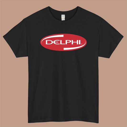 DELPHI Logo Mens Unisex Short Sleeve Black T-Shirt Size S-3XL