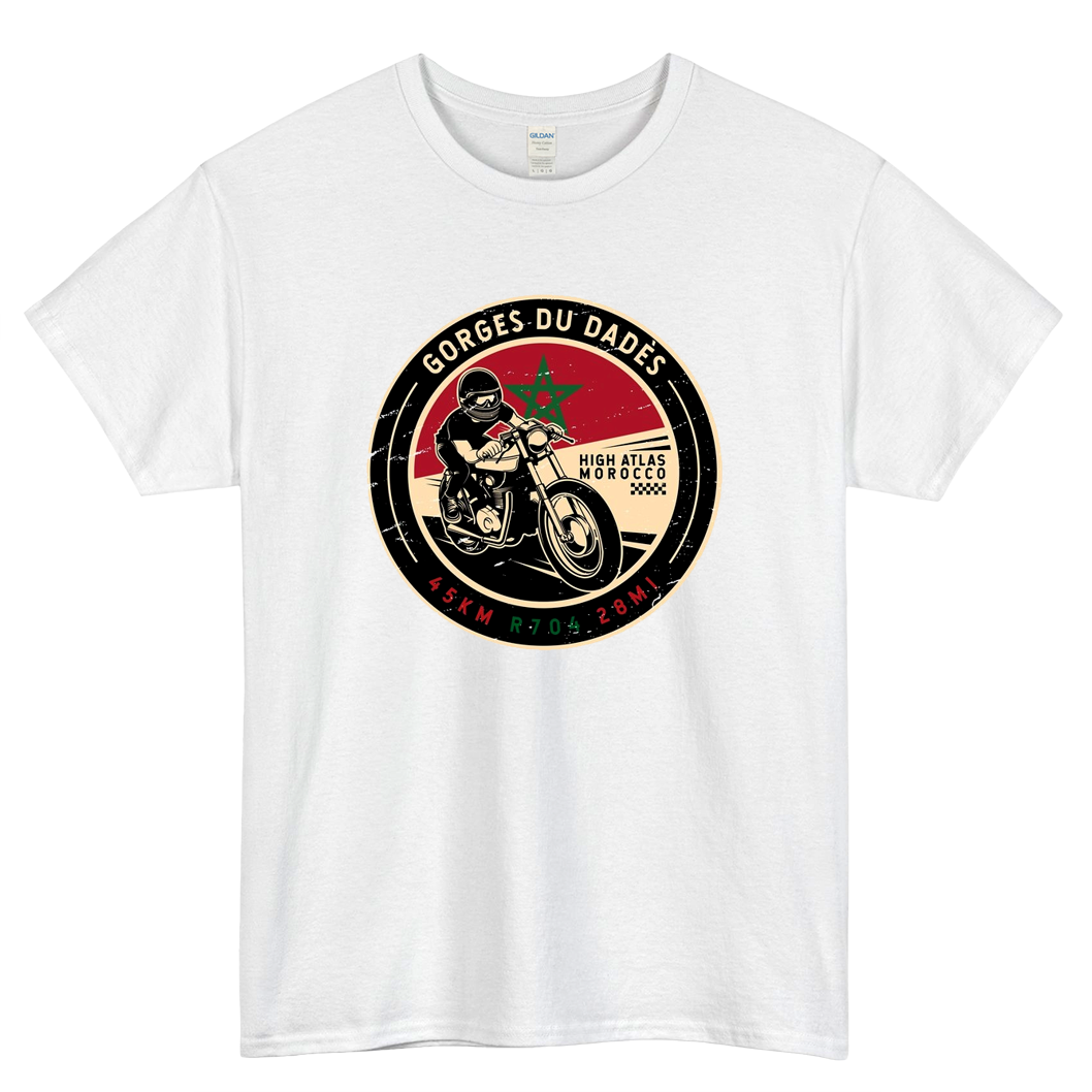 Dades-Gorge Morocco Motorcycle Logo Mens Unisex Short Sleeve T-Shirt Size S-3XL - P