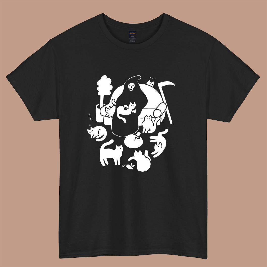 Death and His Cats logo short SLEEVE T SHIRT -P
