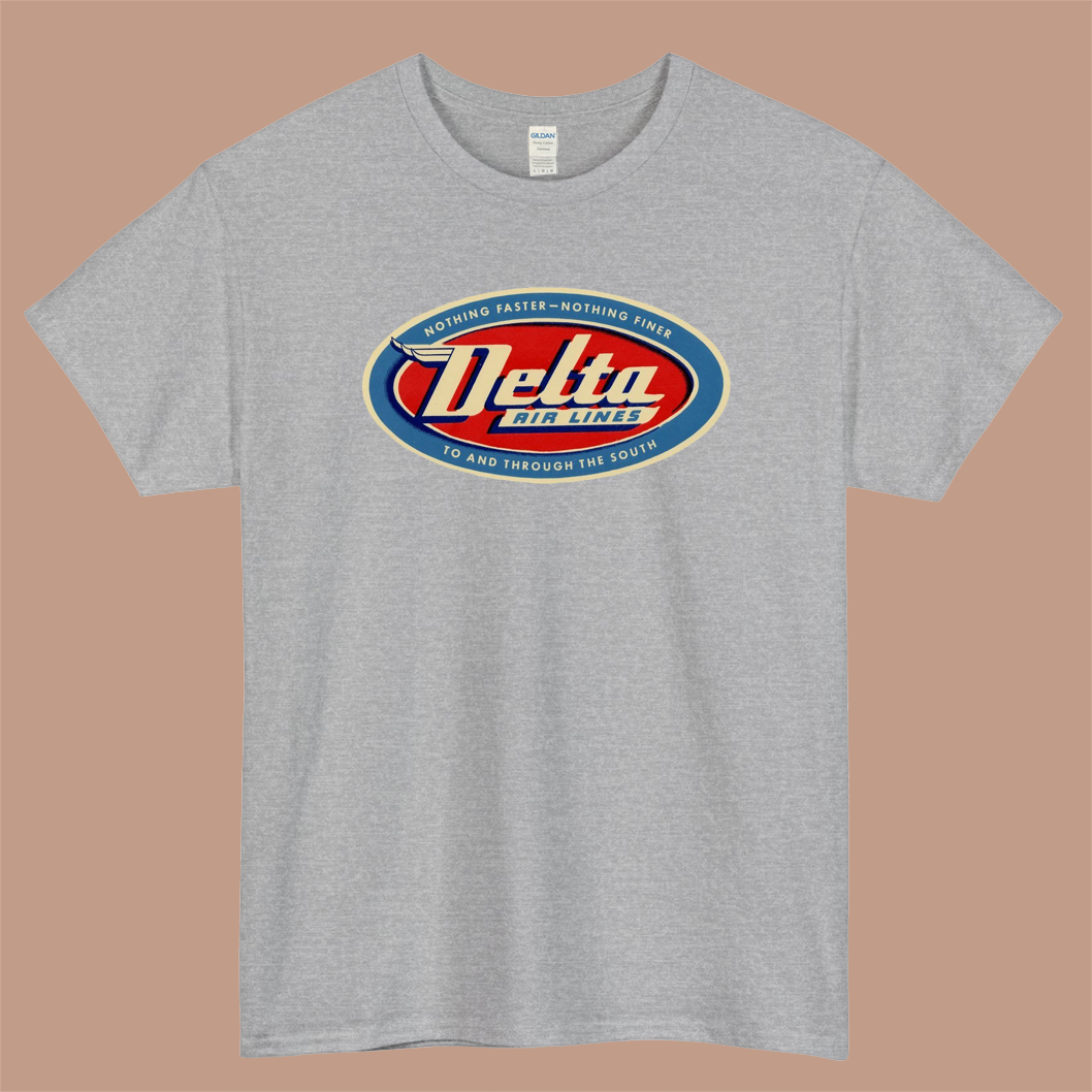 Delta Air Lines 1955 Logo Mens Unisex Short Sleeve Gray T-Shirt Size S-3XL