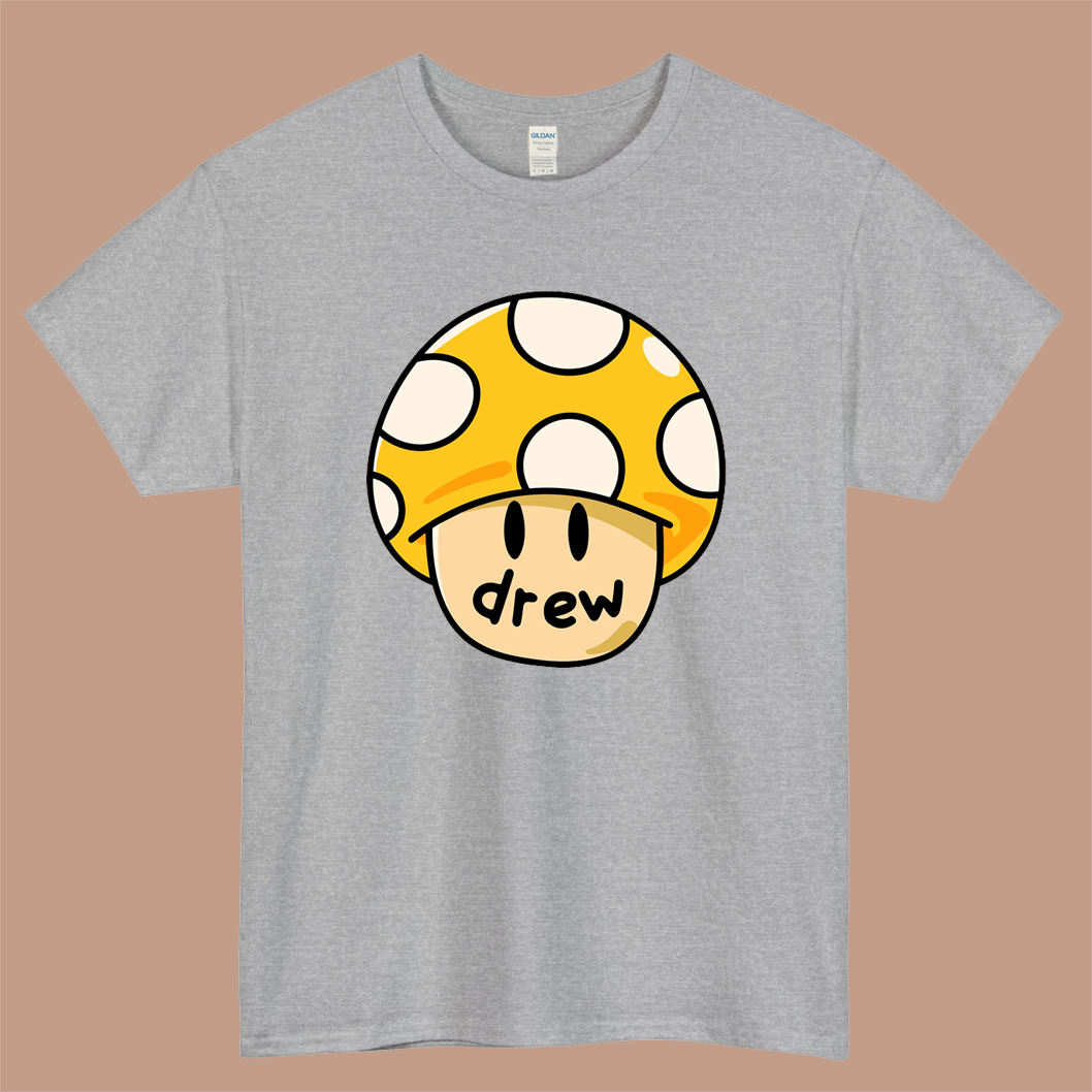 Drew House Mushroom Logo Mens Unisex Short Sleeve Gray T-Shirt Size S-3XL