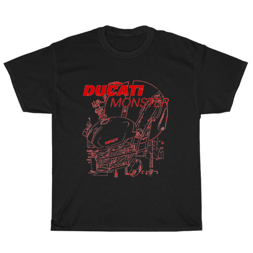Ducati Monster logo Mens Unisex Short Sleeve Black T-Shirt Size S-3XL