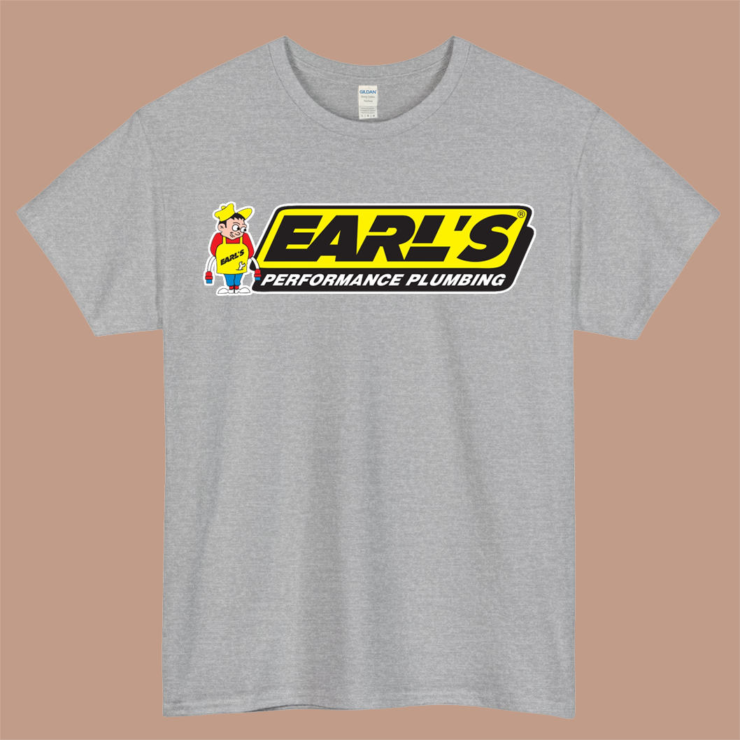 EARLS Performance Plumbing Logo Mens Unisex Short Sleeve Gray T-Shirt Size S-3XL