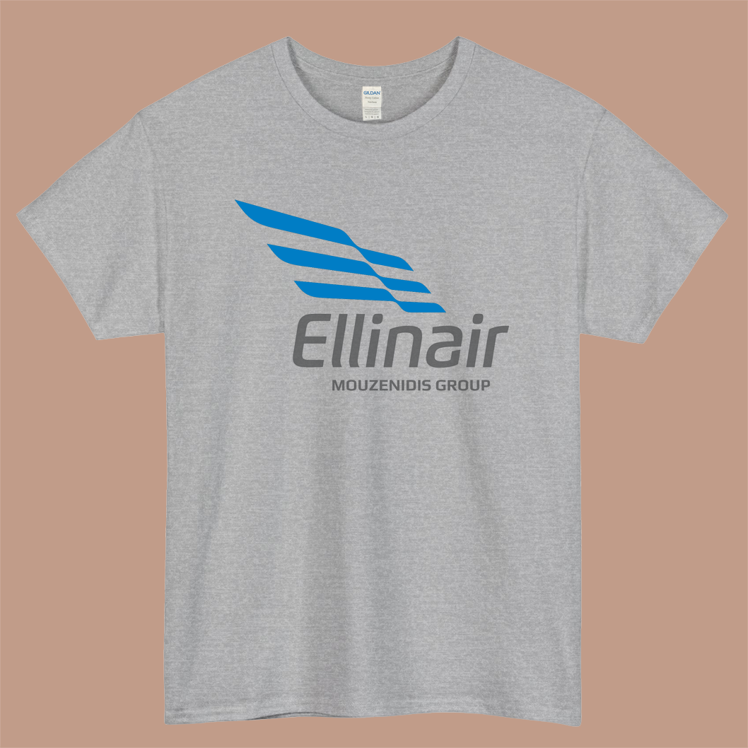 ELLINAIR Logo Mens Unisex Short Sleeve Gray T-Shirt Size S-3XL