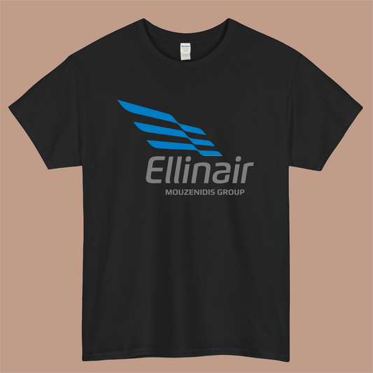 ELLINAIR Logo Mens Unisex Short Sleeve Black T-Shirt Size S-3XL