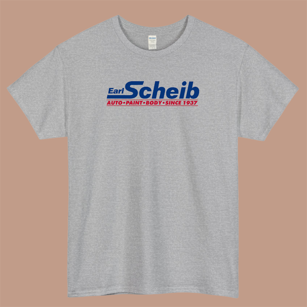 Earl Scheib Body Shop, Paint & Collision Repair Services Logo Mens Unisex Short Sleeve T-Shirt Size S-3XL - P
