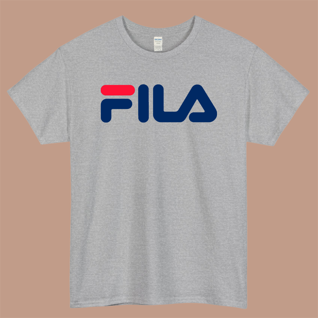 FILA Logo Mens Unisex Short Sleeve Gray T-Shirt Size S-3XL