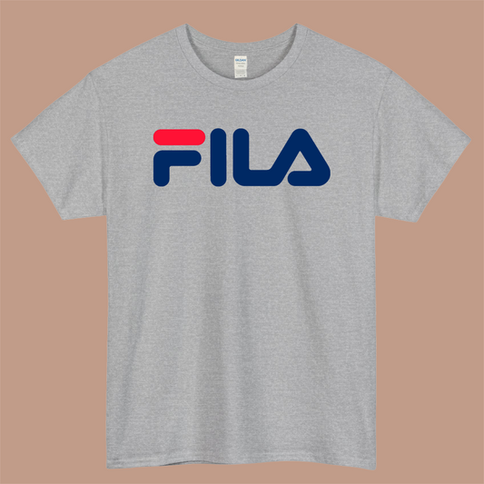 FILA Logo Mens Unisex Short Sleeve Gray T-Shirt Size S-3XL