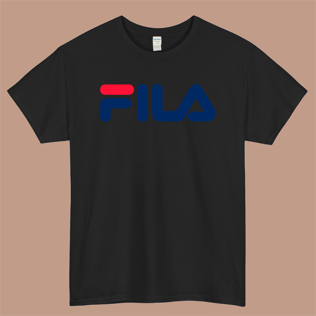 FILA Logo Mens Unisex Short Sleeve Black T-Shirt Size S-3XL