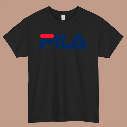 FILA Logo Mens Unisex Short Sleeve Black T-Shirt Size S-3XL