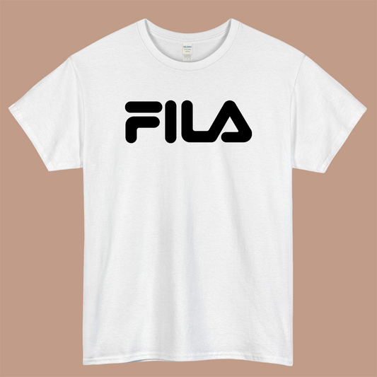 FILA Brand Logo Mens Unisex Short Sleeve White T-Shirt Size S-3XL