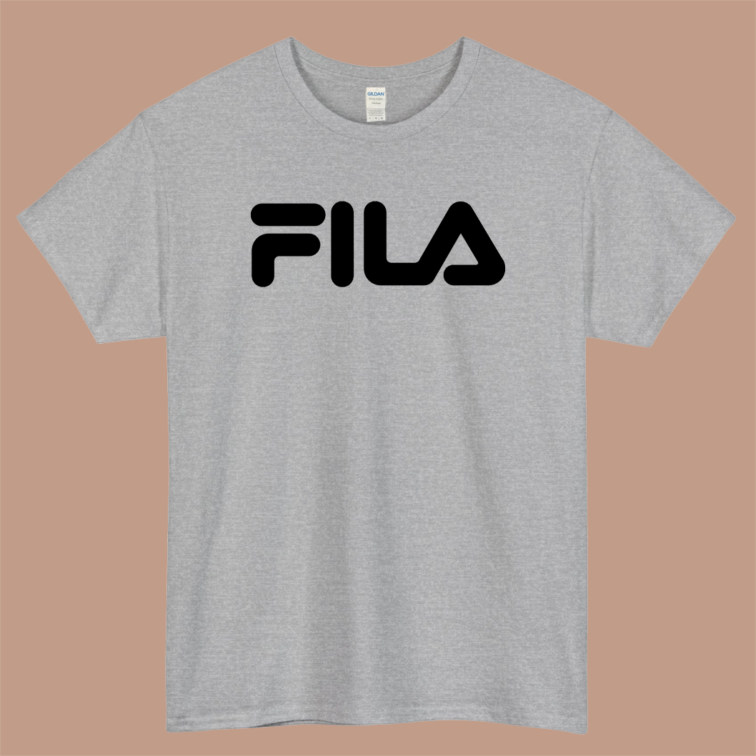 FILA Brand Logo Mens Unisex Short Sleeve Gray T-Shirt Size S-3XL