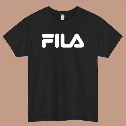 FILA Brand Logo Mens Unisex Short Sleeve Black T-Shirt Size S-3XL
