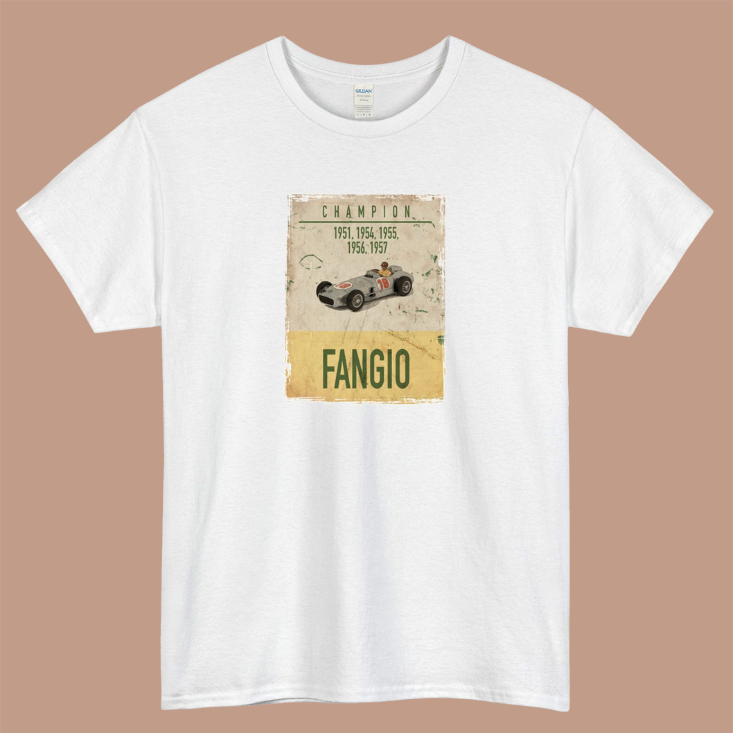 Fangio Drivers Championship Logo Mens Unisex Short Sleeve T-Shirt Size S-3XL - P