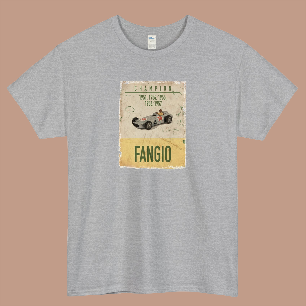 Fangio Drivers Championship Logo Mens Unisex Short Sleeve T-Shirt Size S-3XL - P