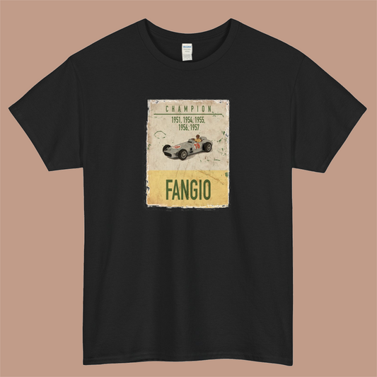Fangio Drivers Championship Logo Mens Unisex Short Sleeve T-Shirt Size S-3XL - P