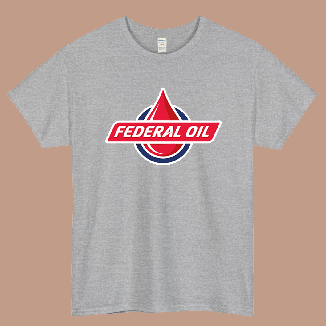 Federal Oil Logo Mens Unisex Short Sleeve Gray T-Shirt Size S-3XL