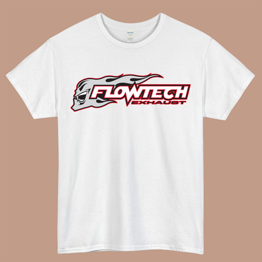 Flowtech Exhaust Logo Mens Unisex Short Sleeve White T-Shirt Size S-3XL