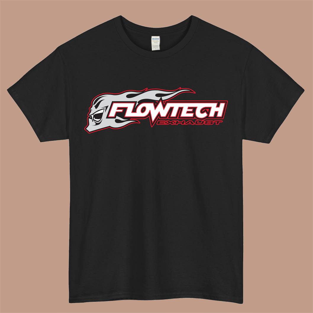 Flowtech Exhaust Logo Mens Unisex Short Sleeve Black T-Shirt Size S-3XL