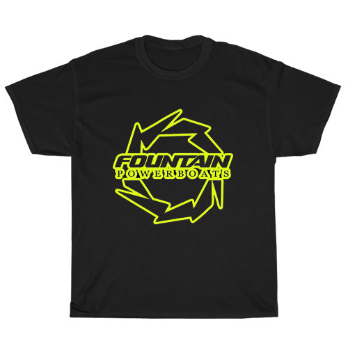 Fountain Powerboats Logo Mens Unisex Short Sleeve Black T-Shirt Size S-3XL