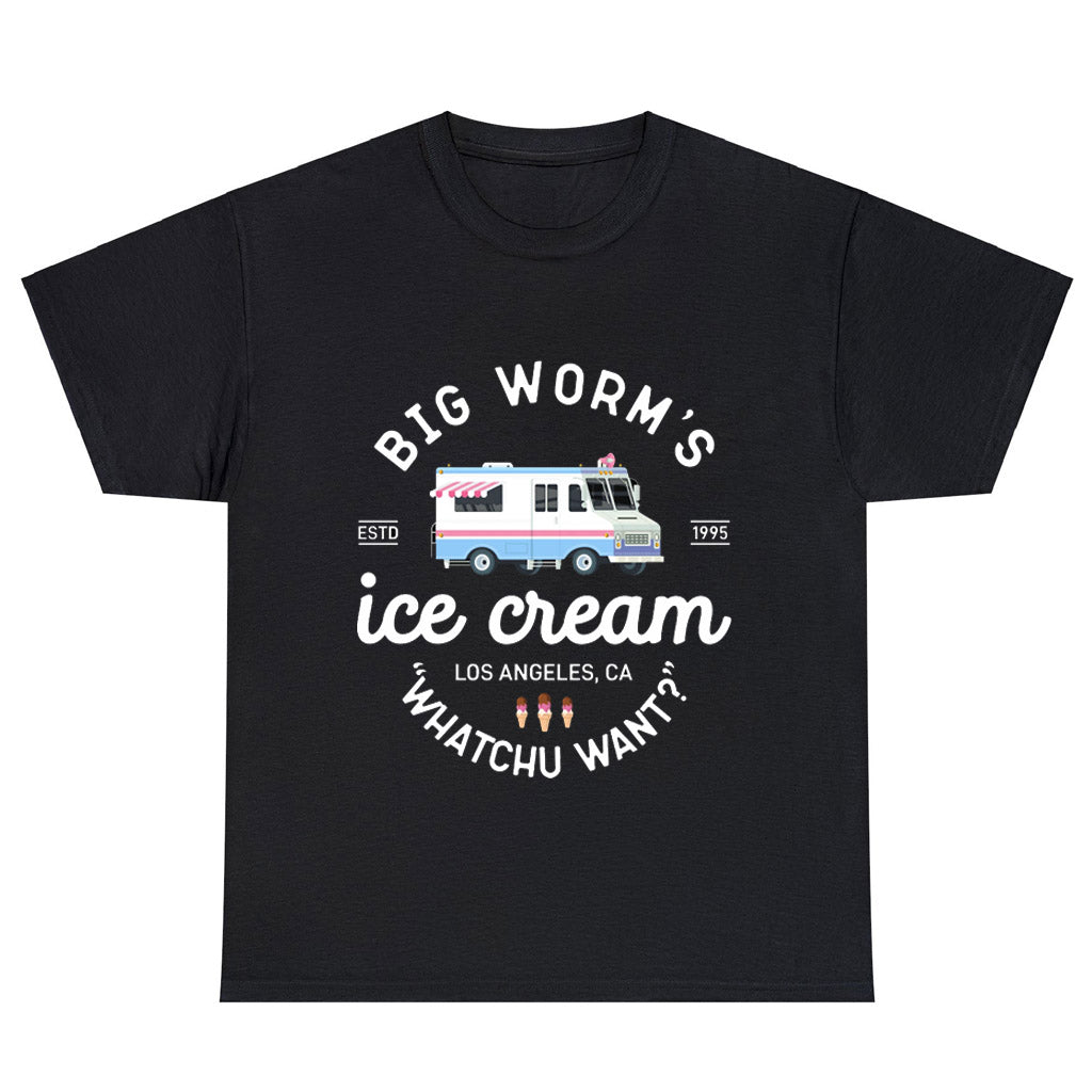 Friday Movie DVD Big Worm Ice Cream Logo Unisex Men's T Shirt Size S to 3XL