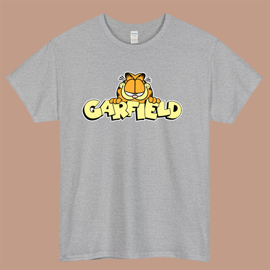 Garfield Logo Mens Unisex Short Sleeve Gray T-Shirt Size S-3XL