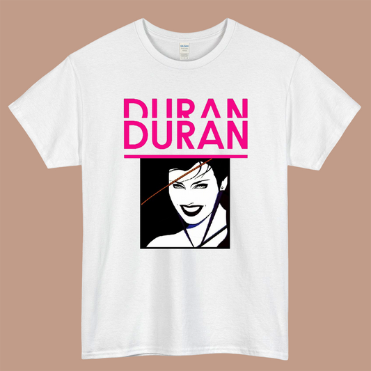 Girl in Duran Duran Band Logo Mens Unisex Short Sleeve White T-Shirt Size S-3XL