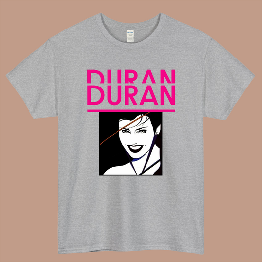 Girl in Duran Duran Band Logo Mens Unisex Short Sleeve Gray T-Shirt Size S-3XL
