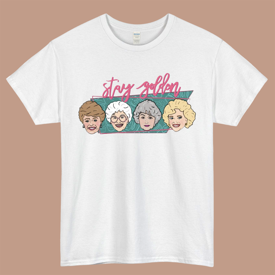 Golden Girls Stay Golden Logo Mens Unisex Short Sleeve White T-Shirt Size S-3XL