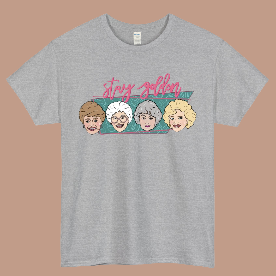 Golden Girls Stay Golden Logo Mens Unisex Short Sleeve Gray T-Shirt Size S-3XL